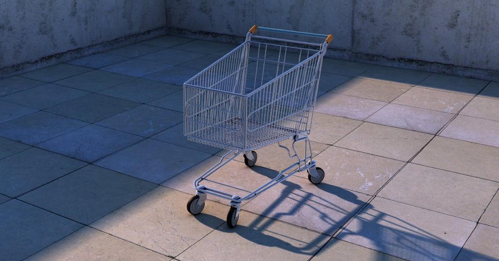empty shopping cart on a therase